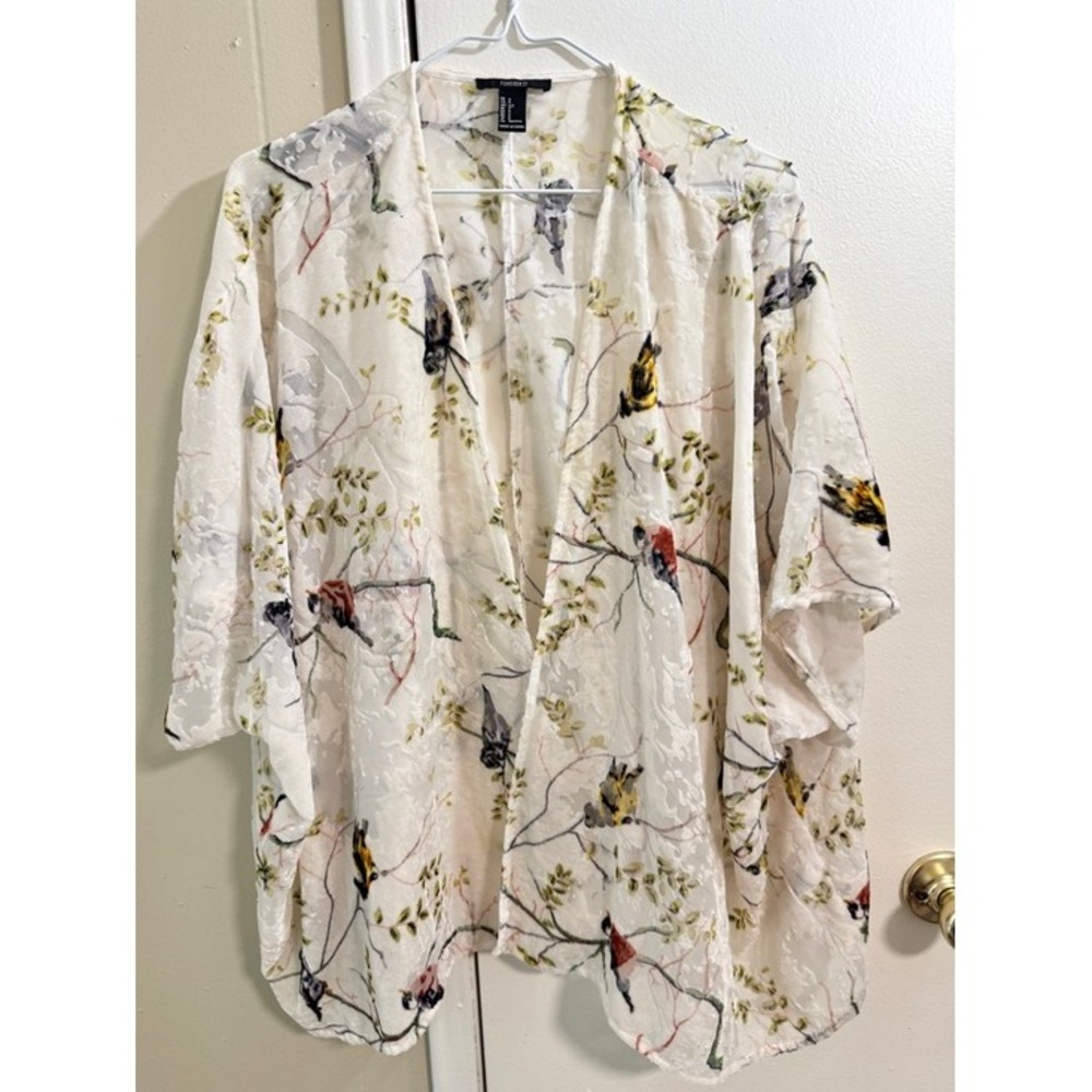 Bird & Branch Sheer Velvet Burnout Kimono Ivory Multi One Size S-XXL - Picture 2 of 14